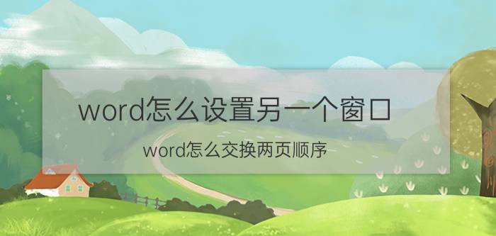 word怎么设置另一个窗口 word怎么交换两页顺序？